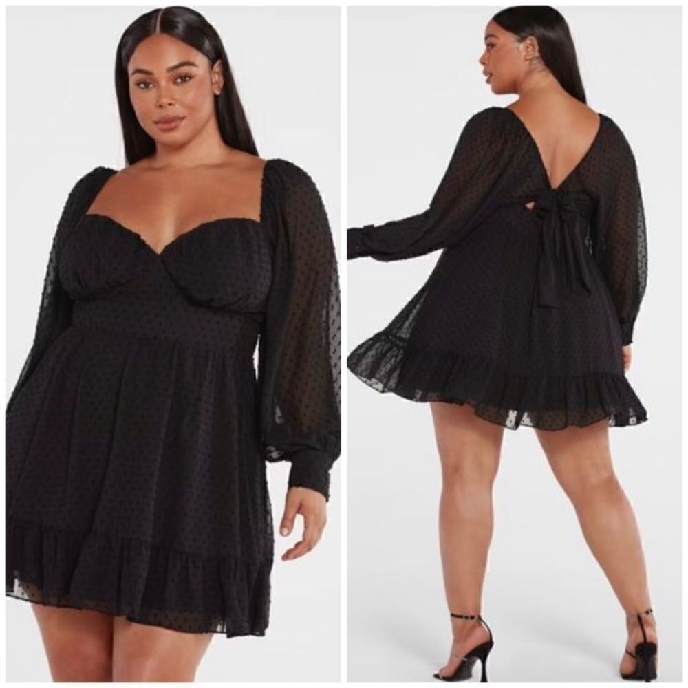 FTF Swiss Dot Back Tie Dress